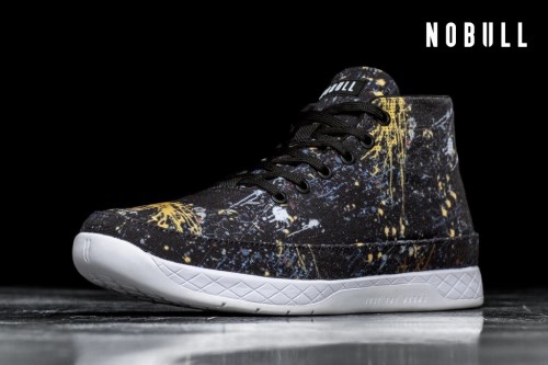 NOBULL Splatter Canvas Mens Mid Trainers Black UK-JVD95